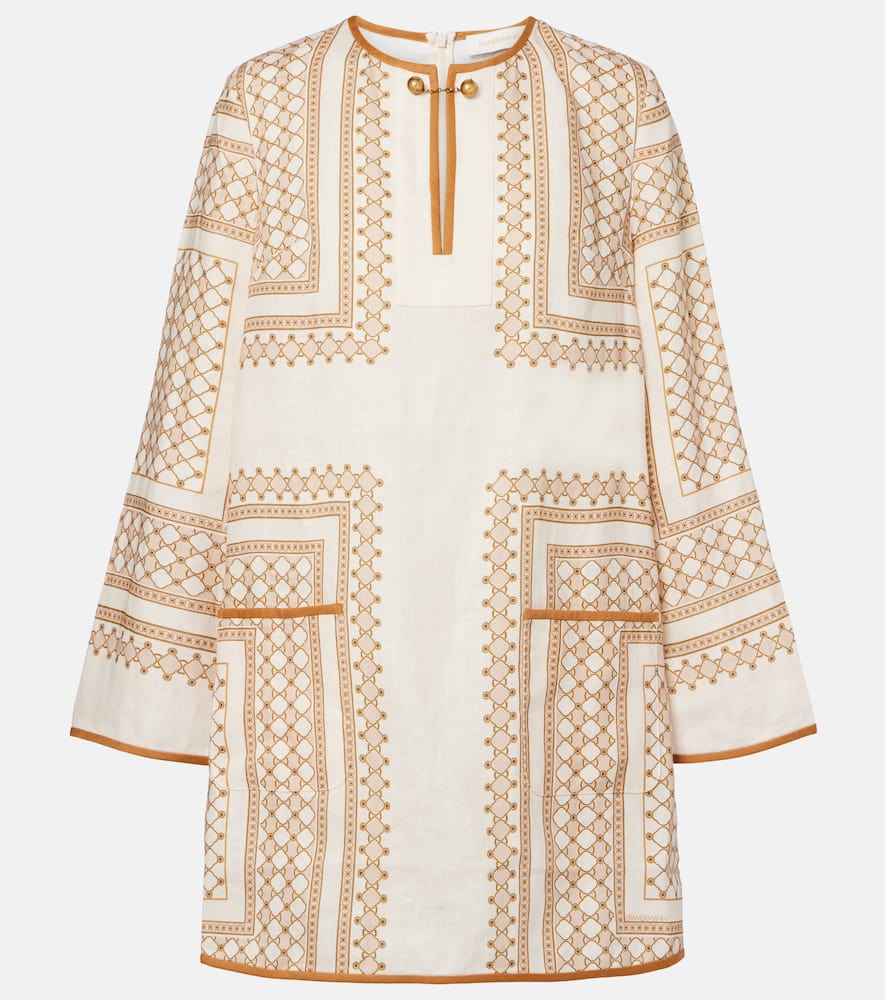 Zimmermann Printed Linen Tunic In Sand