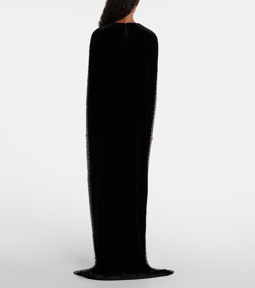 Roland Mouret Caped Embellished Velvet Gown In Black