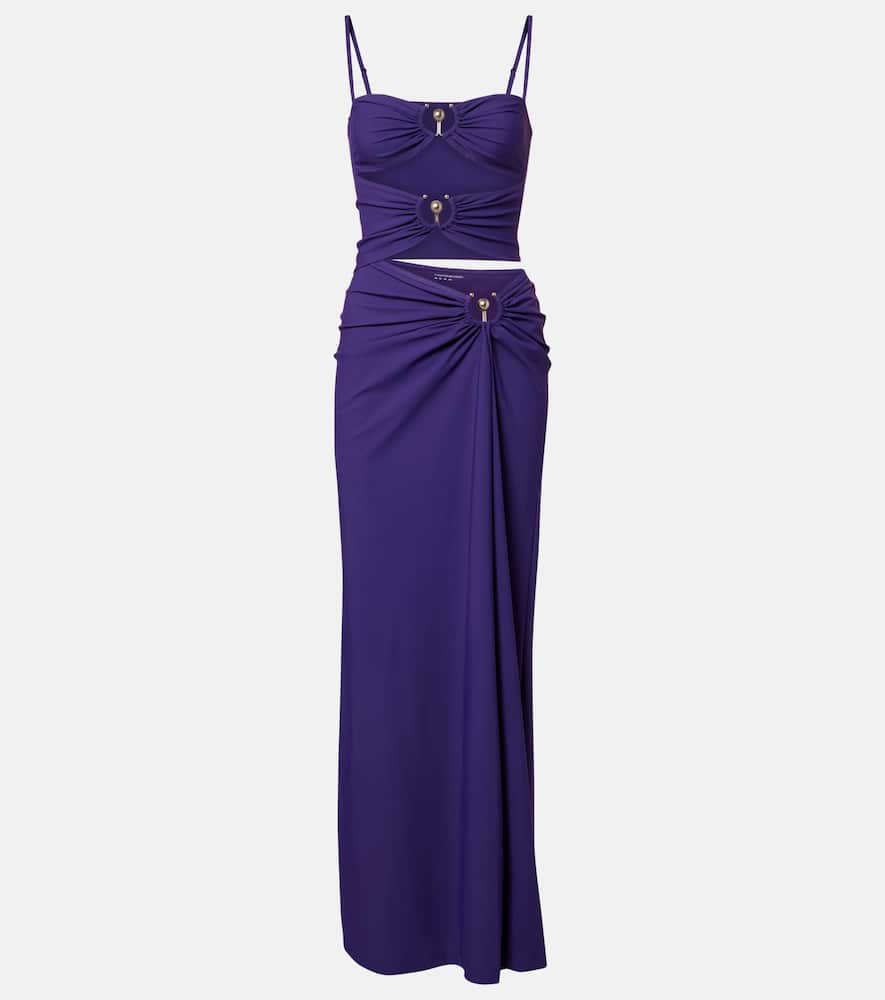Christopher Esber Cutout Ruched Maxi Dress In Purple