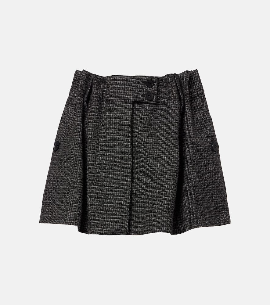 Prada Herringbone Virgin Wool Miniskirt In Gray