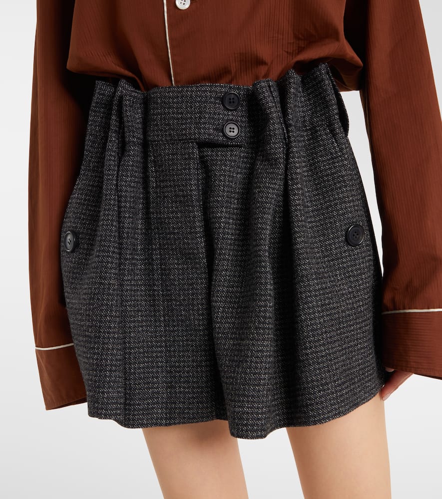 Prada Herringbone Virgin Wool Miniskirt In Gray