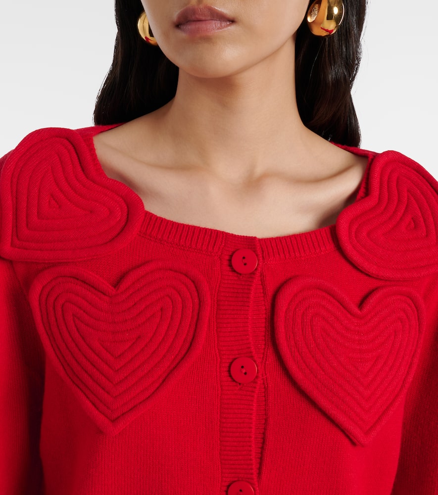 Farm Rio Red Heartful Knit Cardigan In Red
