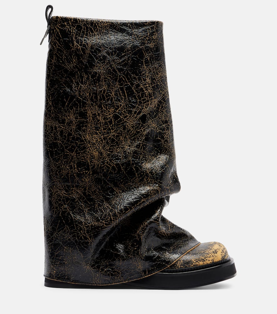 Attico Robin Leather Knee-high Boots In Black