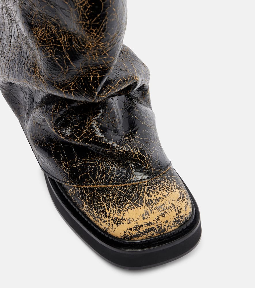 Attico Robin Leather Knee-high Boots In Black