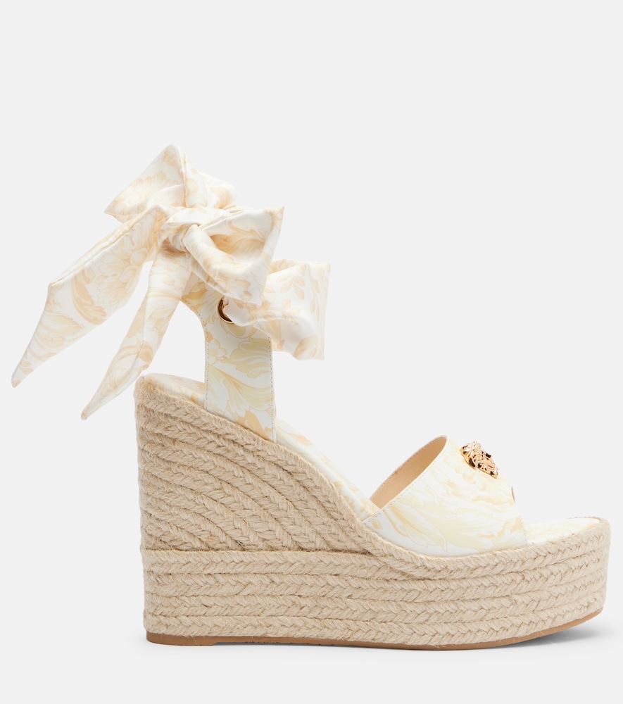  Versace Versace 120 Leather Platform Espadrille Wedges 