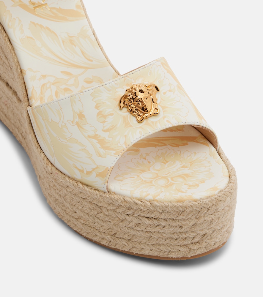  Versace Versace 120 Leather Platform Espadrille Wedges 