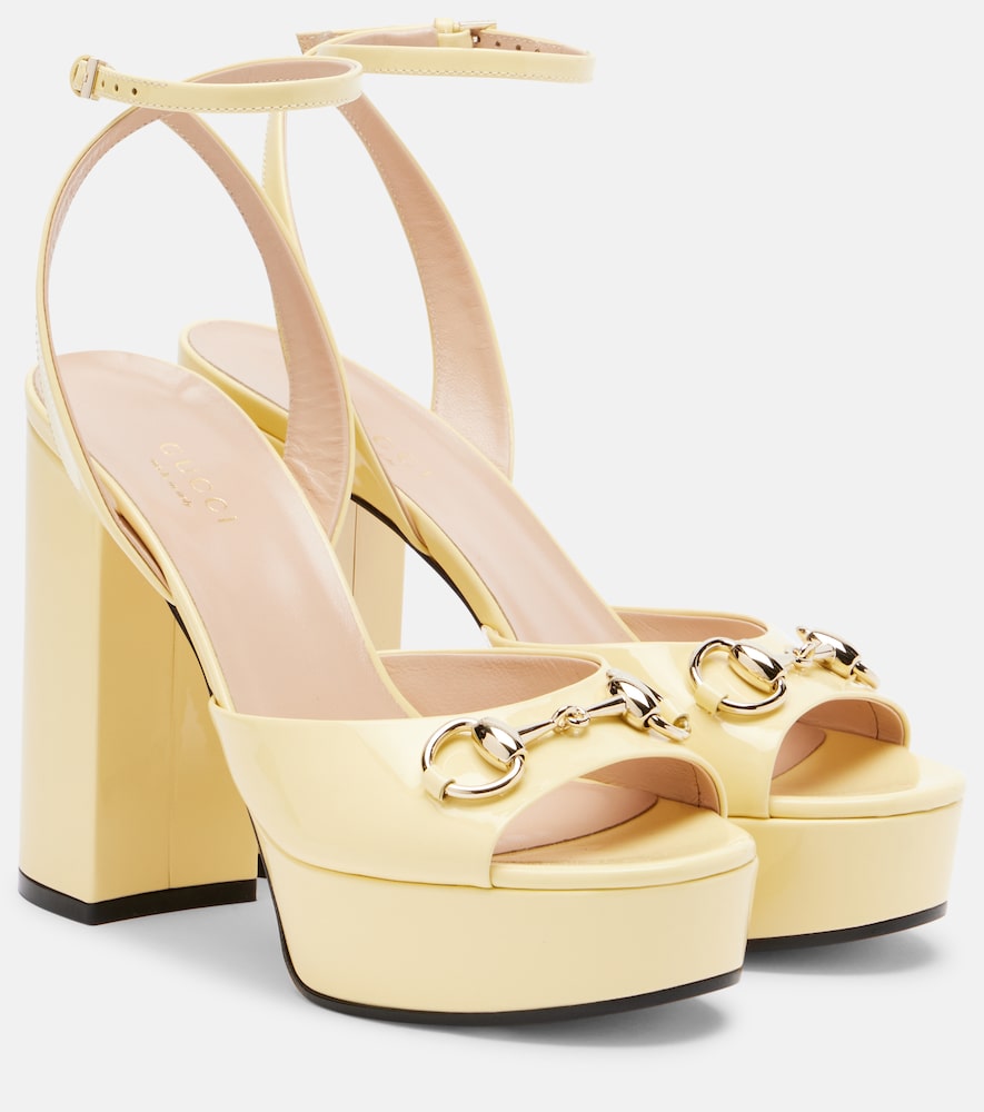 Gucci Women's Yellow Horsebit 85 Leather Platform Sandals UK Size 7.5 - Mytheresa