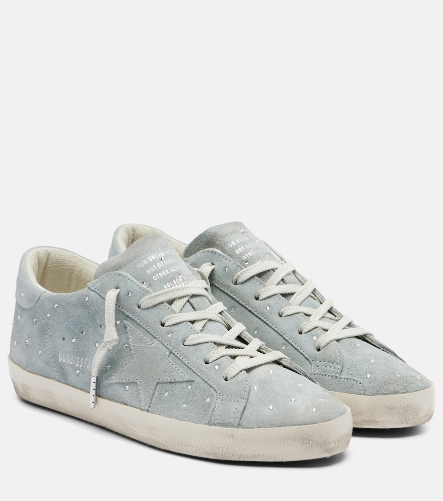 Golden Goose Verzierte Sneakers Super-Star Aus Veloursleder Verziert Damen Blau Eu Größe 36