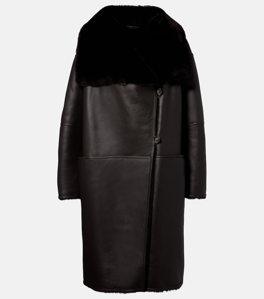 Totême Shearling-lined Leather Coat In Brown