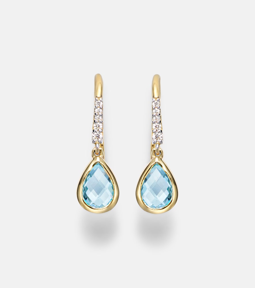 Mateo 14kt gold drop earrings with topaz and diamonds
