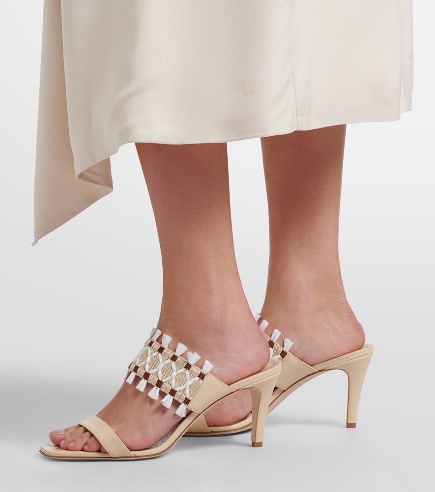 Efeso Leather-Trimmed Woven Mules