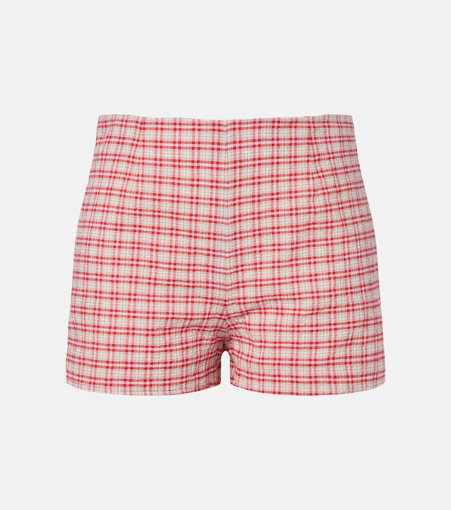 Faithfull Lila Checked Cotton Shorts In Red