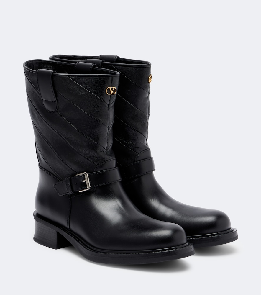 Valentino Garavani Women's Black Vlogo Leather Biker Boots UK Size 7 - Mytheresa