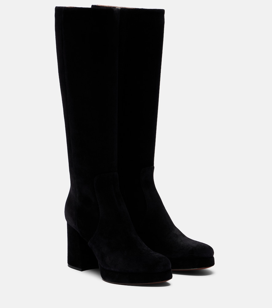 Valentino Garavani Fawcette VLogo suede knee-high boots