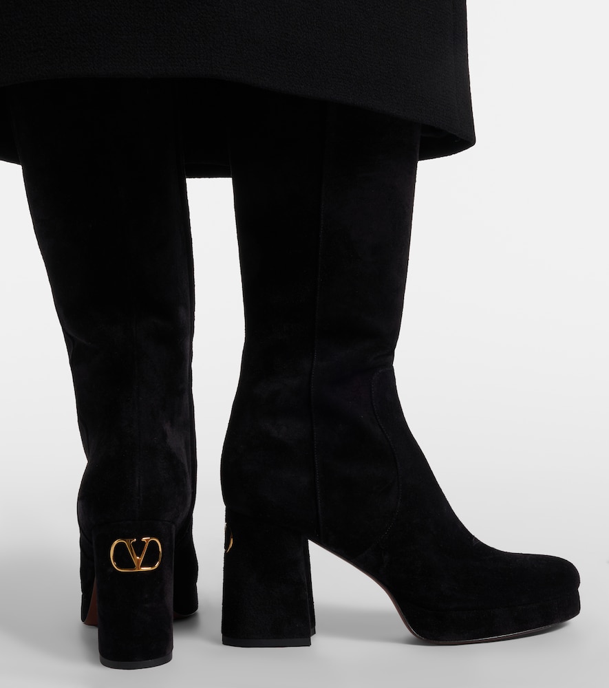 Valentino Garavani Fawcette VLogo suede knee-high boots