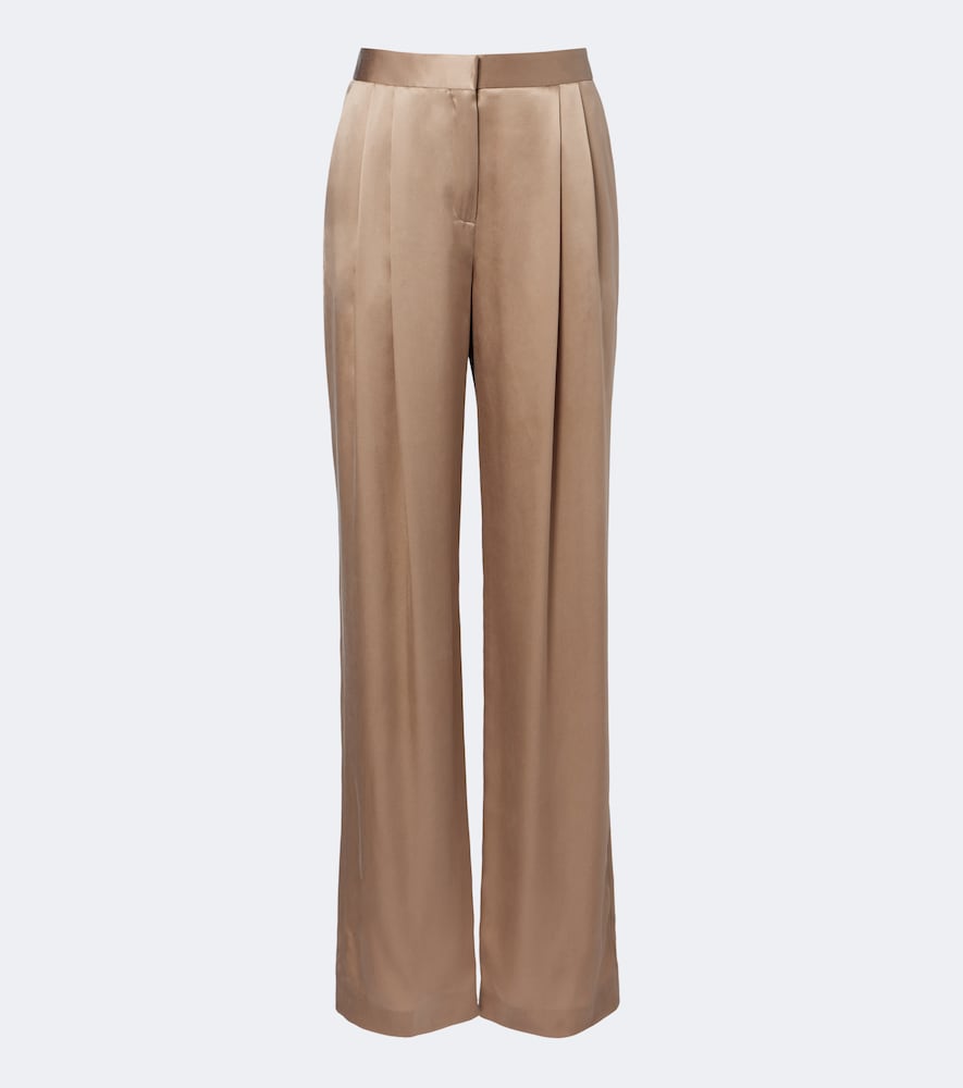 Pantaloni regular plissé in seta