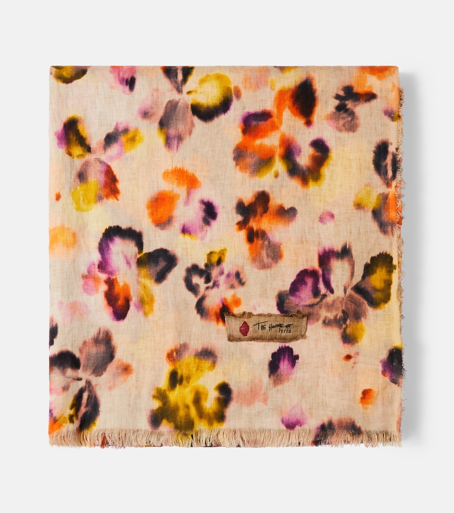 The House Of Lyria Firmamento Printed Linen Blanket In Neutral