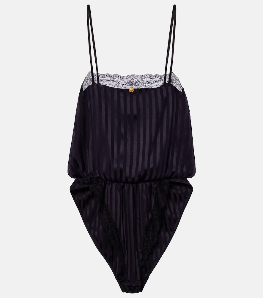 Body aus Jacquard mit Spitze