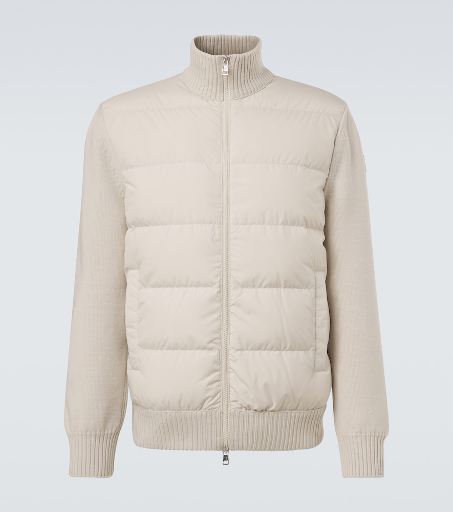 Moncler Men's Beige Tricot Down-Paneled Virgin Wool Cardigan UK Size 38 - Mytheresa