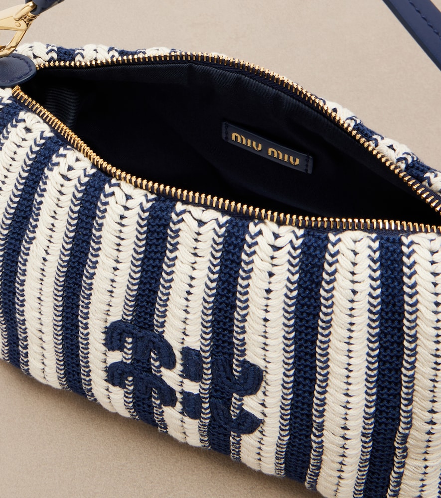  Miu Miu Miu Miu Gehäkelte Schultertasche Mit Lederbesatz 