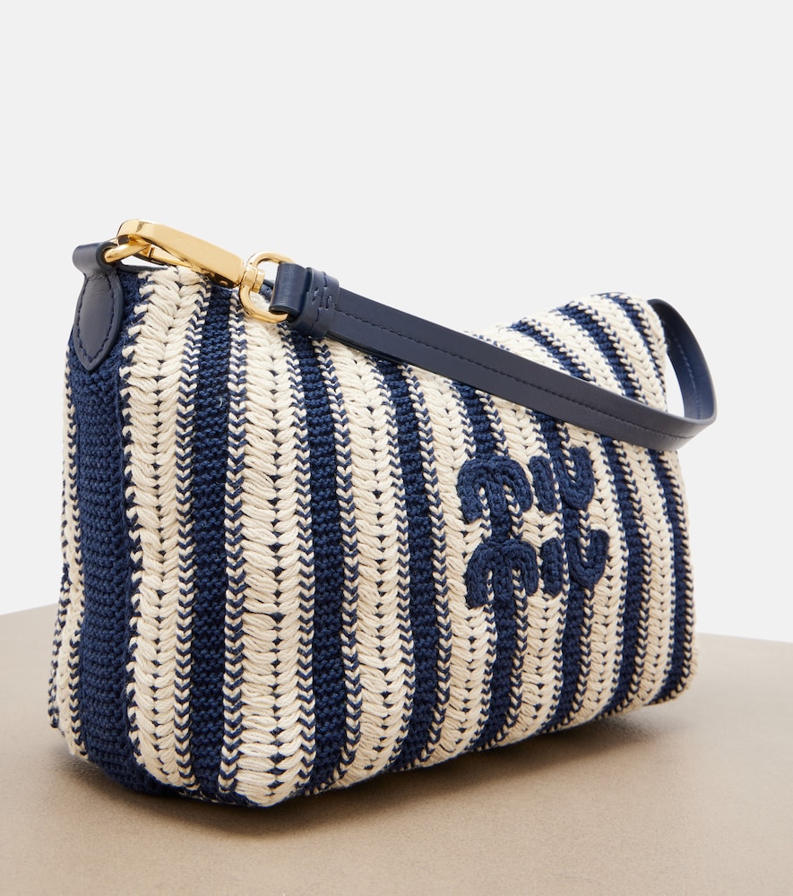  Miu Miu Miu Miu Gehäkelte Schultertasche Mit Lederbesatz 