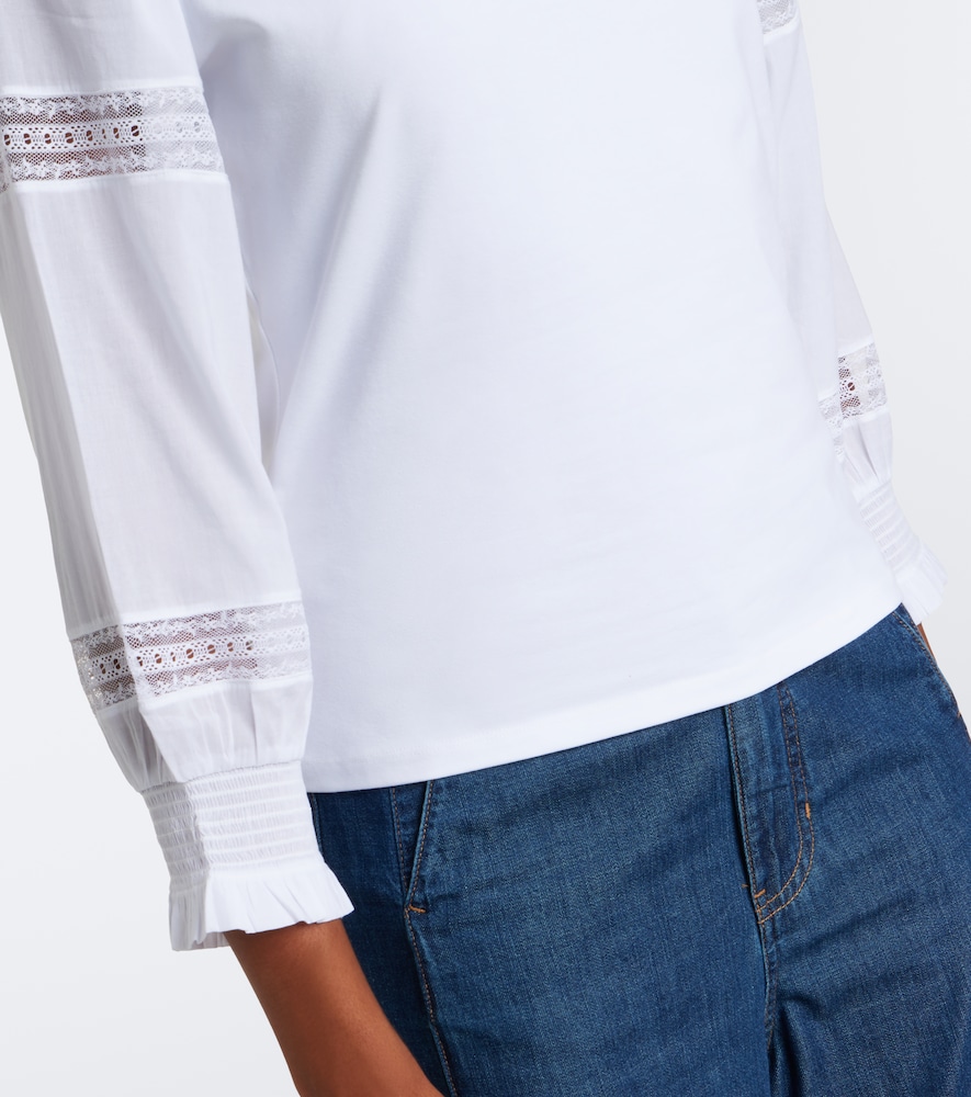 Bellamie Lace-Trimmed Cotton-Blend Top