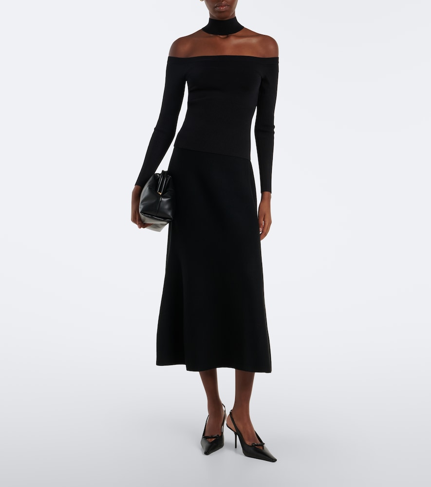 Lila Off-Shoulder Ribbed-Knit Top