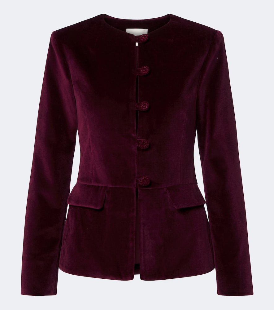 Posse Maria Cotton Velvet Jacket In Burgundy