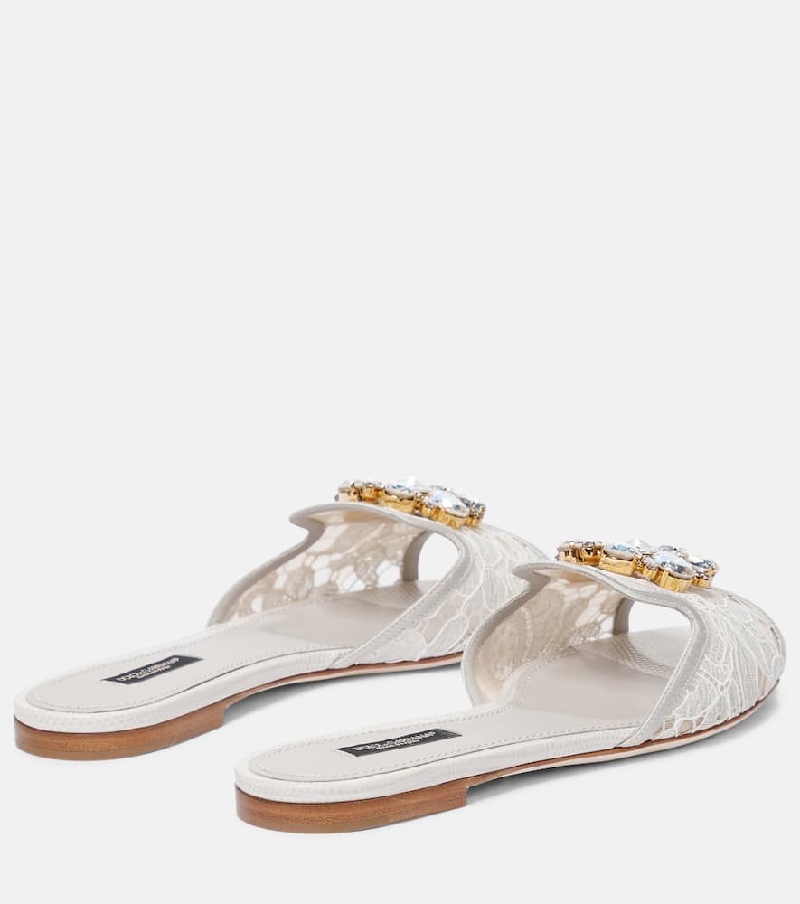 Dolce & Gabbana Rainbow Lace Brooch-detail Sandals In White