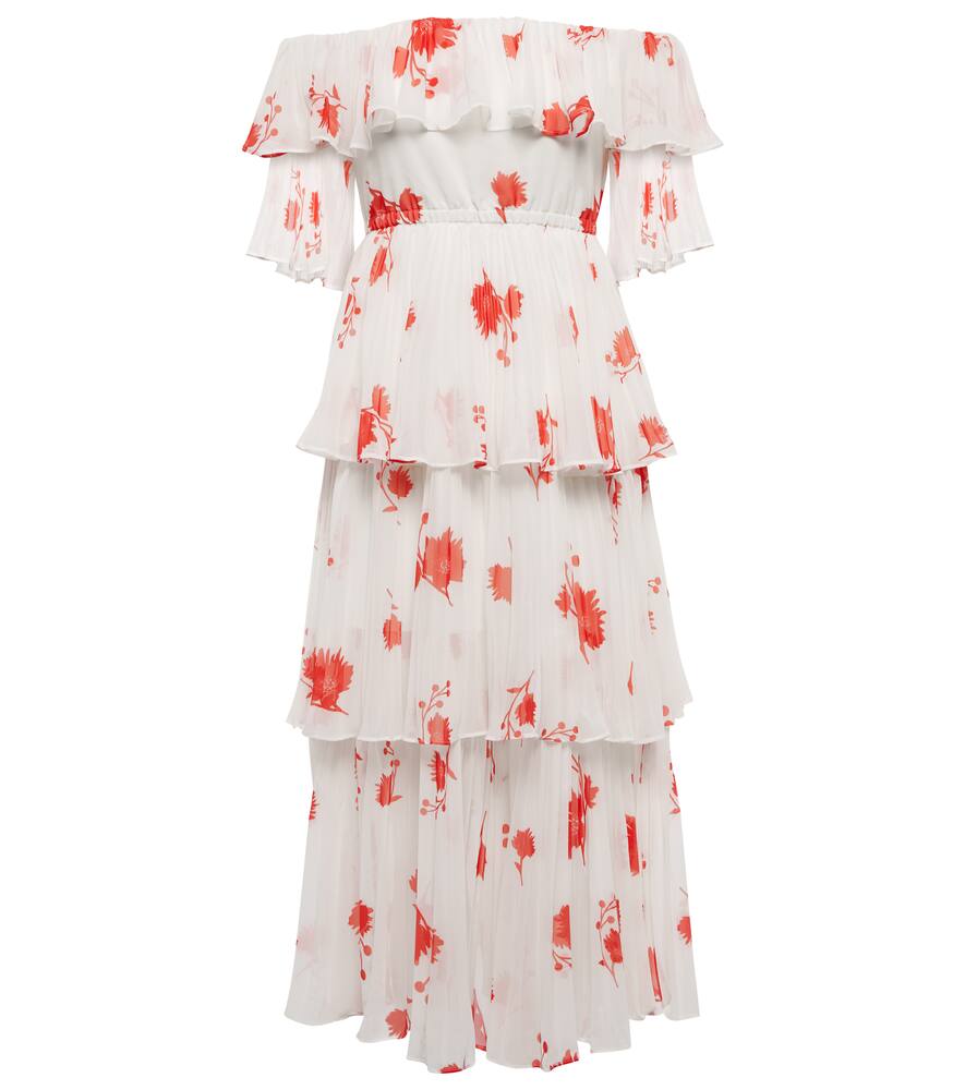 Self-Portrait Tiered floral chiffon dress