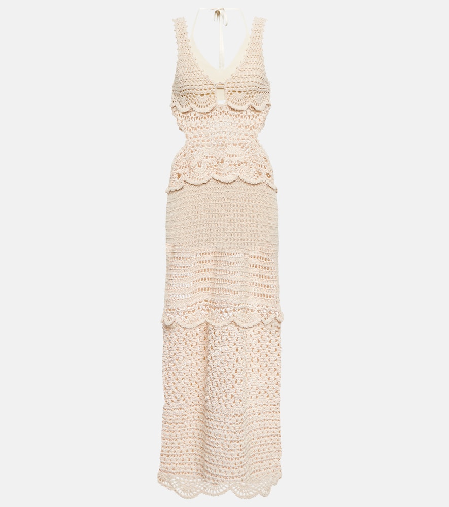 Simkhai Cory Crocheted Cotton-blend Midi Dress In Ivory