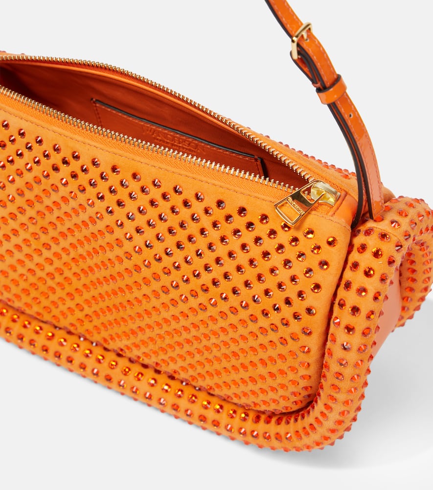 Shop Jw Anderson Bumper-15 Suede Shoulder Bag In Orange