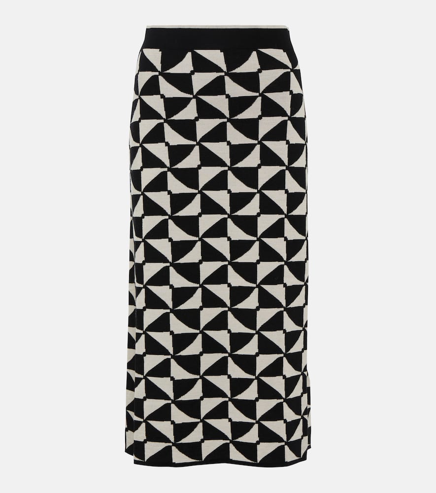 Shop 's Max Mara Enza High-rise Wool Midi Skirt In Grey