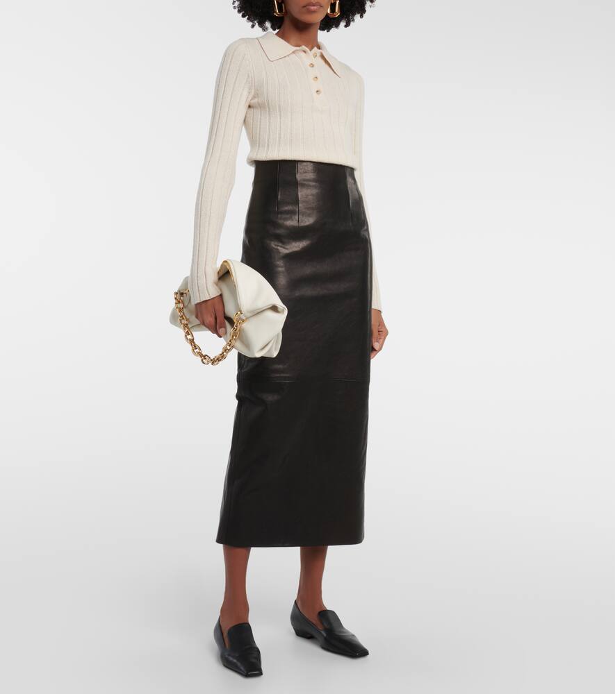 Khaite Black 'the Loxley' Leather Maxi Skirt In Black