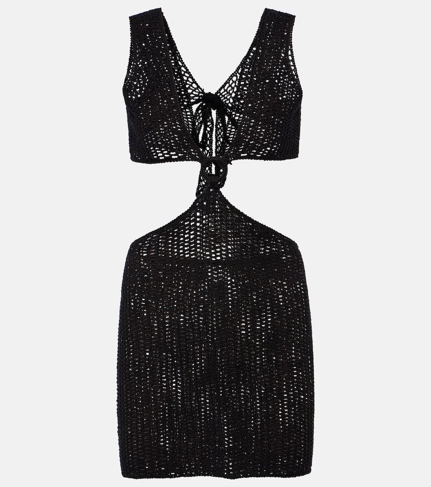 Anna Kosturova Sunset striped cotton crochet minidress