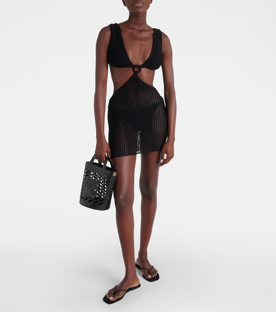 Anna Kosturova Sunset striped cotton crochet minidress