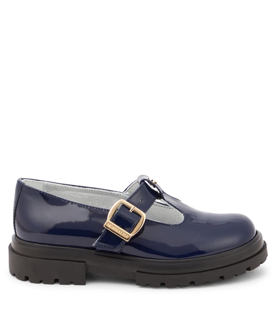 Monnalisa T-bar Patent Leather Flats In Blue