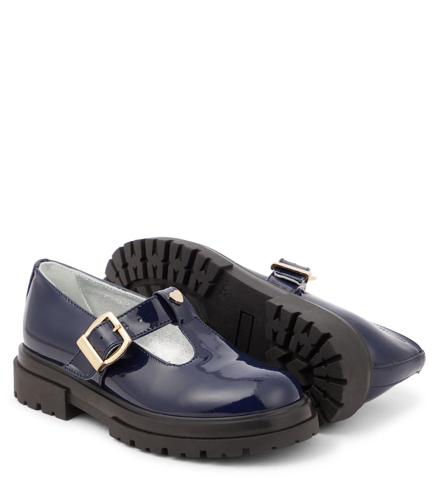Monnalisa T-bar Patent Leather Flats In Blue