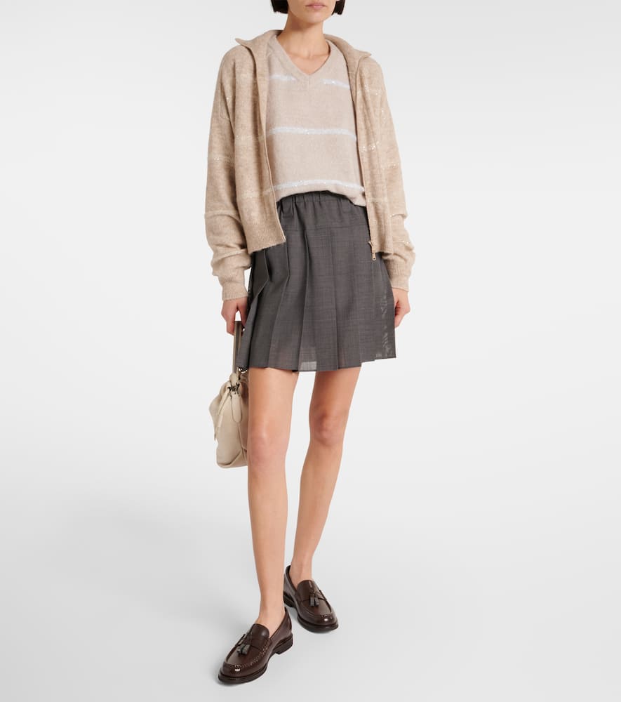 Brunello Cucinelli Striped Sequin-embellished Jumper In Neutrals