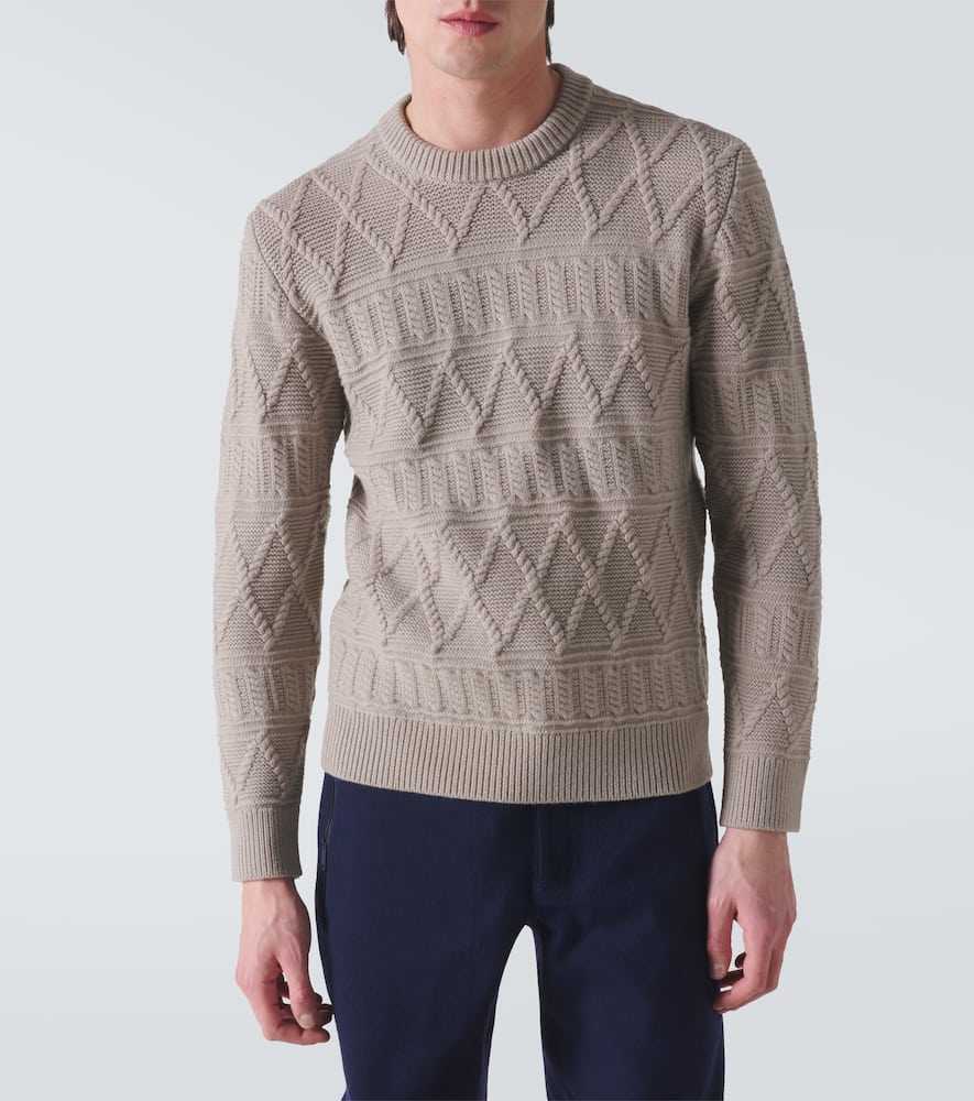 Zegna Aran Wool Sweater In Light Taupe