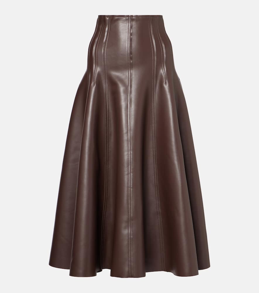 Norma Kamali High-rise faux leather midi skirt