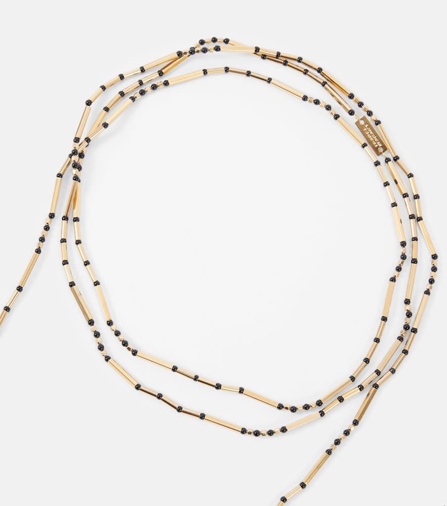 Isabel Marant Olathe Beaded Scarf Necklace In Black