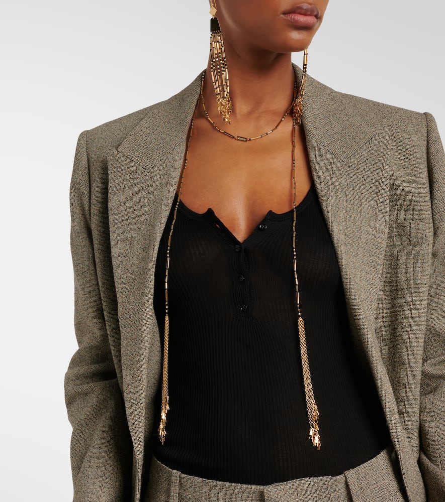 Isabel Marant Olathe Beaded Scarf Necklace In Black