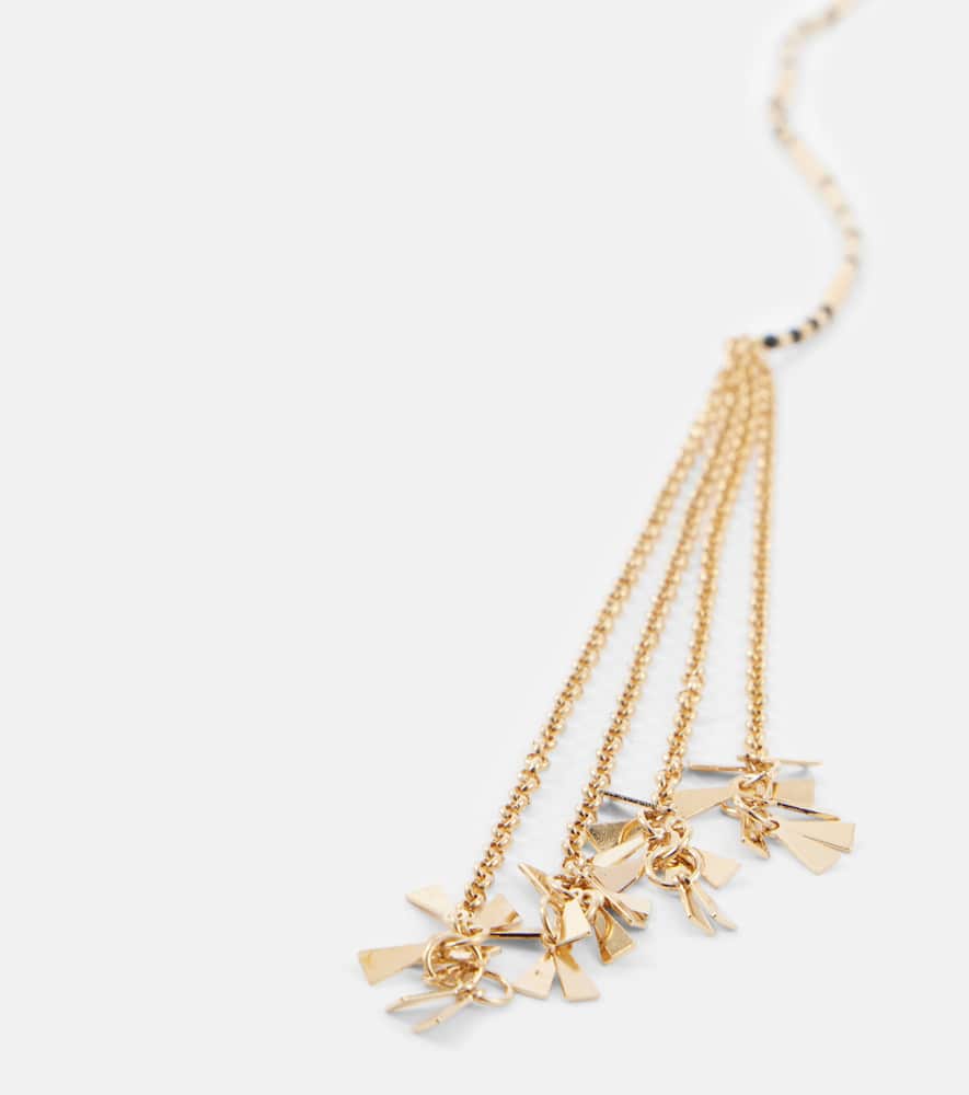 Isabel Marant Olathe Beaded Scarf Necklace In Black