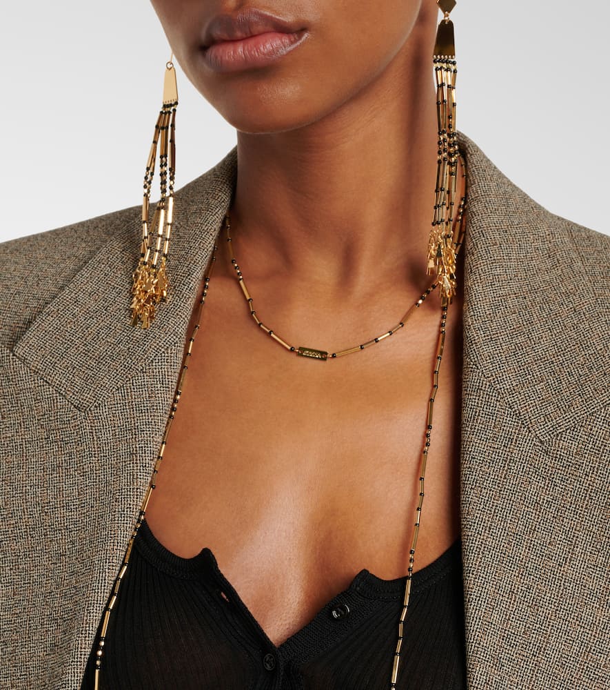 Isabel Marant Olathe Beaded Scarf Necklace In Black