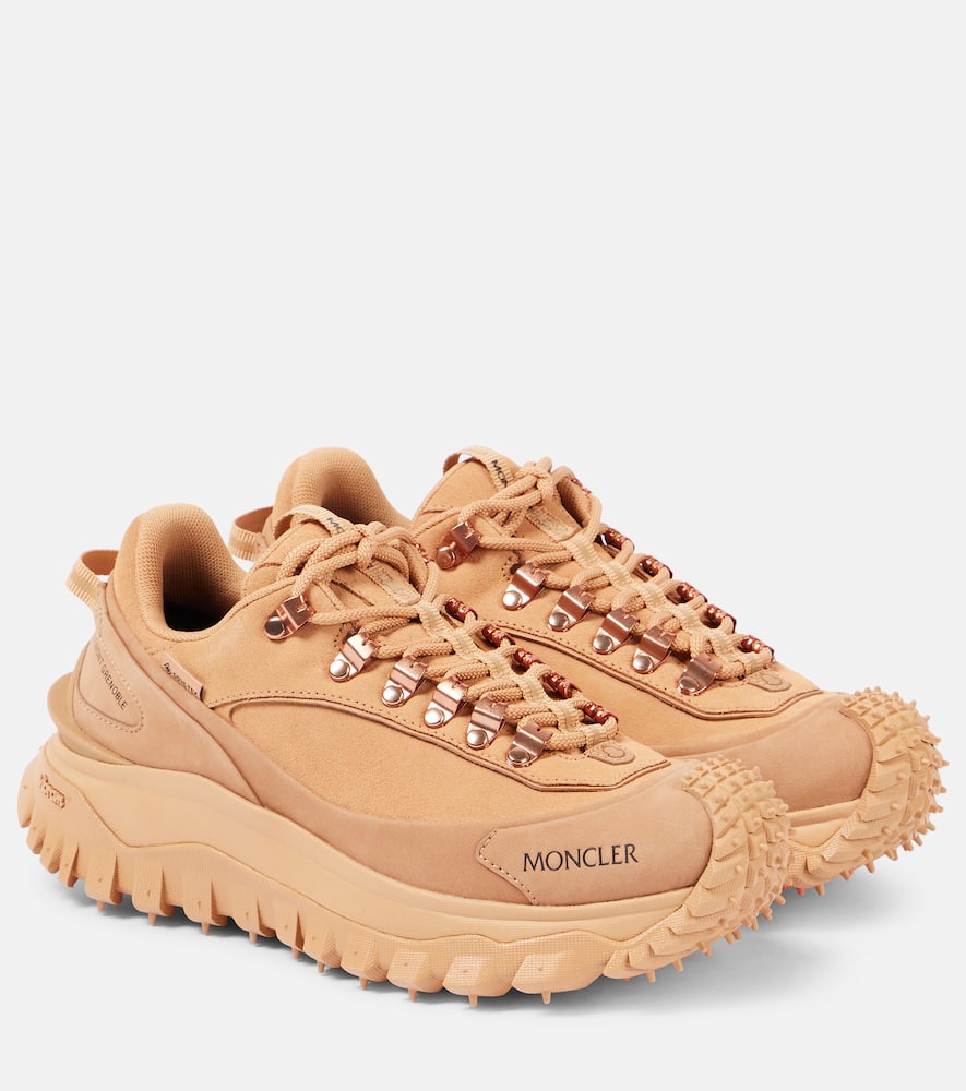 Moncler Trailgrip Apex Leather Sneakers In Brown