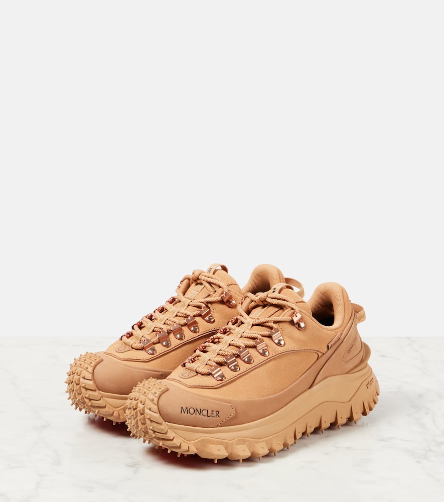 Moncler Trailgrip Apex Leather Sneakers In Brown