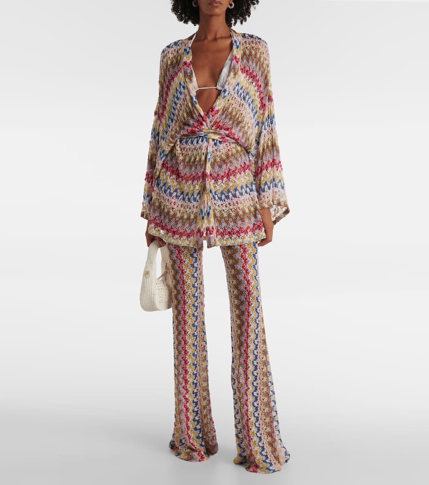 Missoni Crochet Metallic Flared Pants In Multicoloured