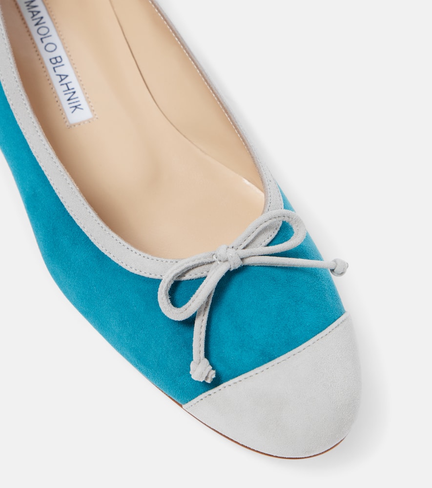 Manolo Blahnik Capbal Suede Ballet Flats In Blue