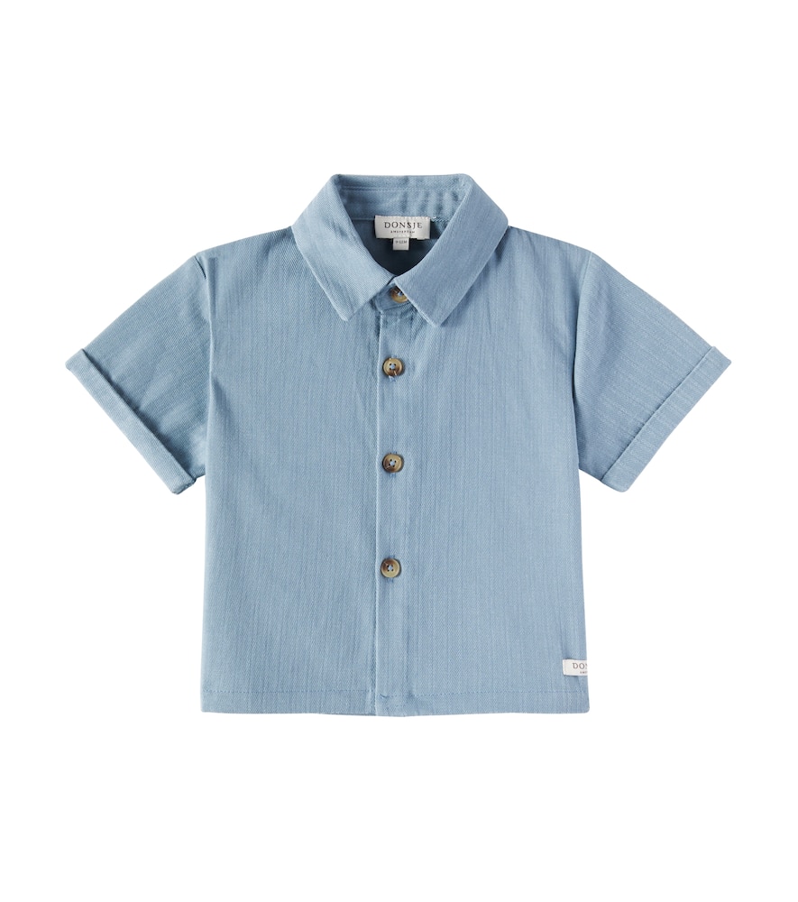 Donsje Baby Brammie Striped Cotton Shirt In Blue